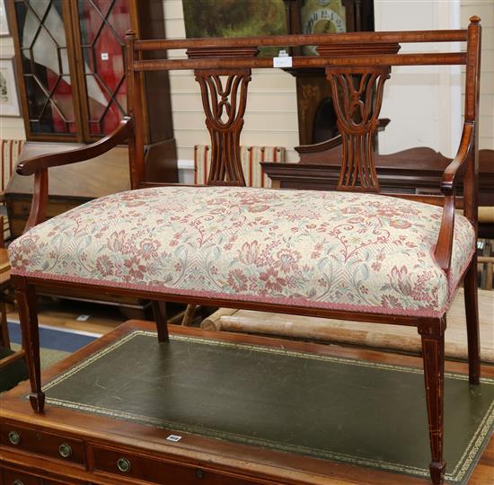 An Edwardian inlaid mahogany settee W.109cm